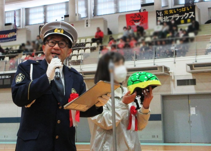 京都ジュニアドッジボール大会で交通安全教室✨