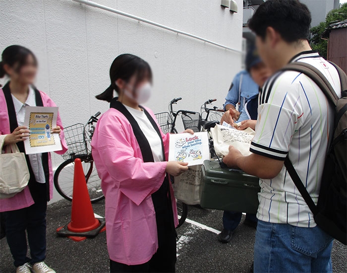 ガーモFrieNDと一緒に！京都情報大学院大学で自転車の交通安全啓発！