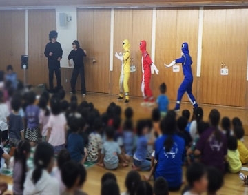 三山木保育園で騎馬隊と一緒に交通安全教室！